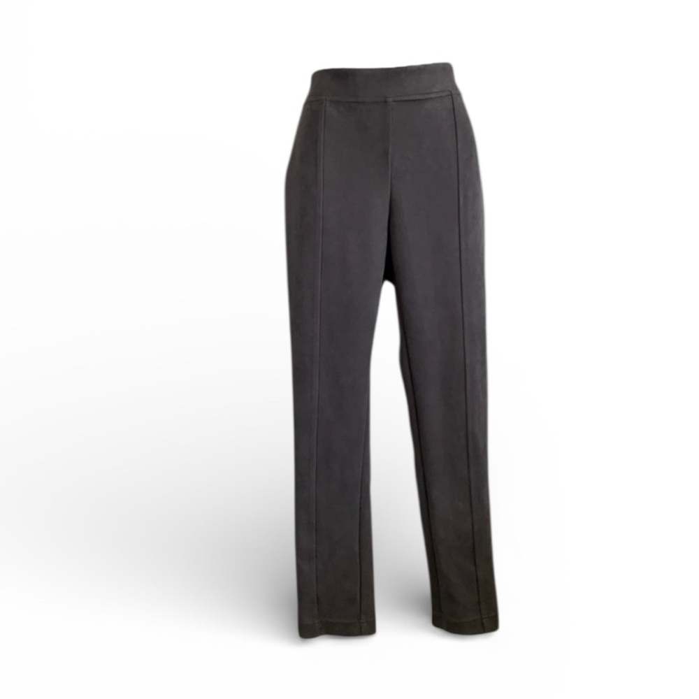 Andrew Marc faux suede skinny pants Women M, taupe /grey leg NWT